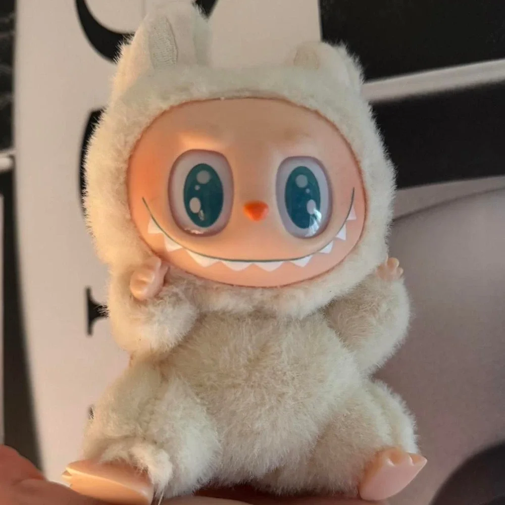 Labubu vinyl plush cream blue eyes pop mart monster bag charm Y2K key chain Read
